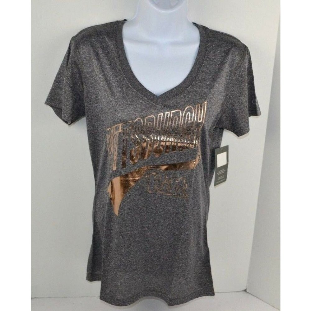 Pittsburgh Panthers V-Neck Poly T-Shirt Gold Print